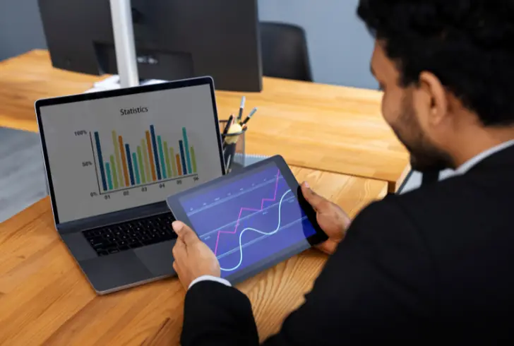Person checking investment strategy updates