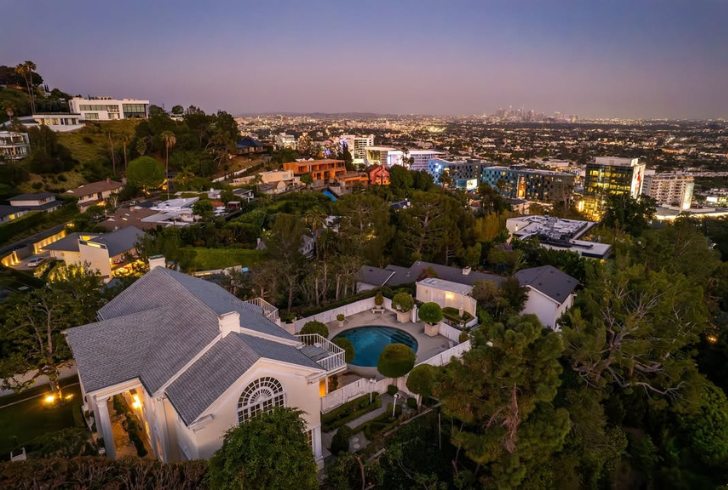 Richard Simmons hillside property overlooking Los Angeles skyline